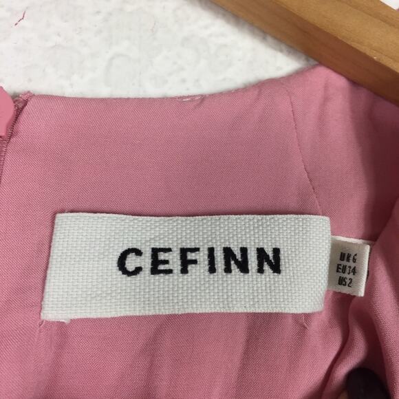 Cefinn Voile Pink Sleeveless Contrast Piping Midi Dress Size 2 - Picture 5 of 15